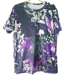 Men's Short Sleeve Anime Shirt  My Hero Academia Size Large‎ Purple/Black